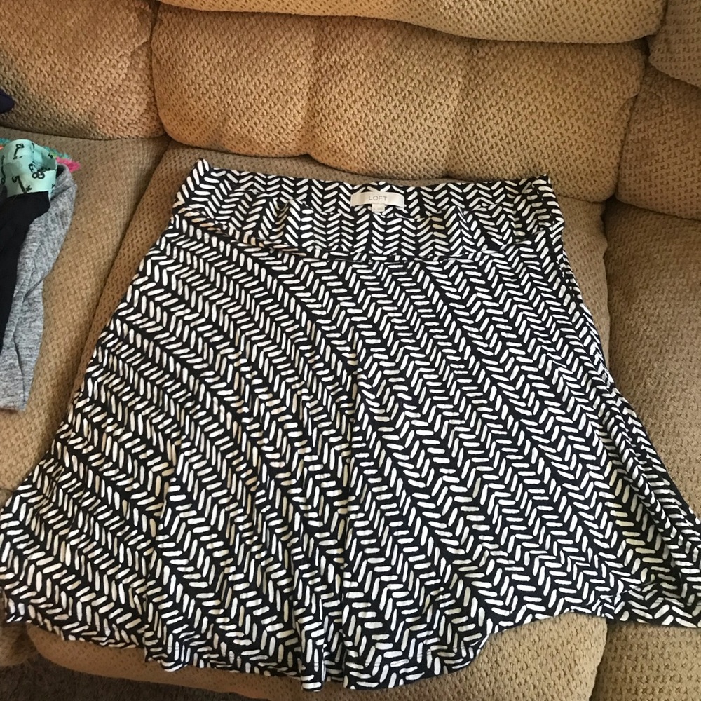 Loft Black & White a-line skirt